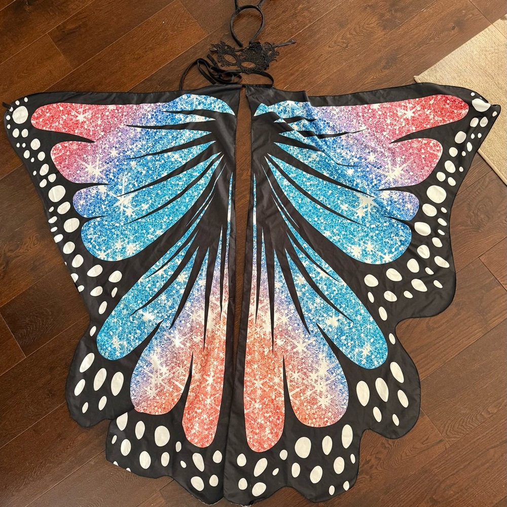 Butterfly Wing Cape in Blue and Pink